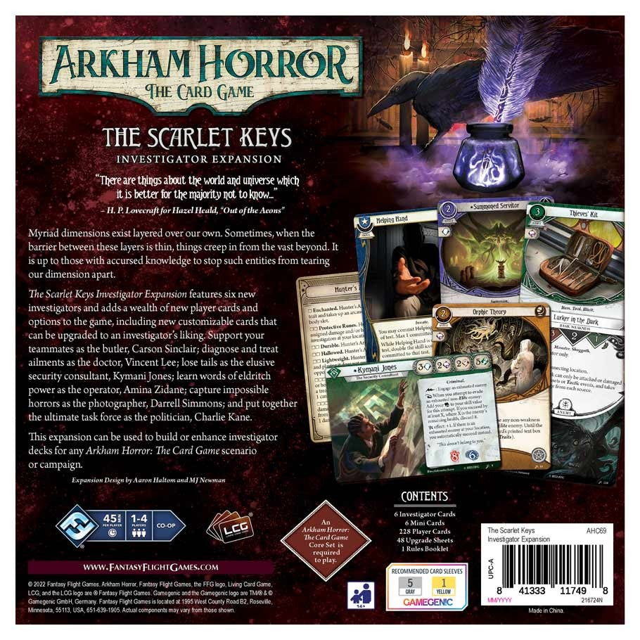 Arkham Horror The Card Game: The Scarlet Keys Investigator back