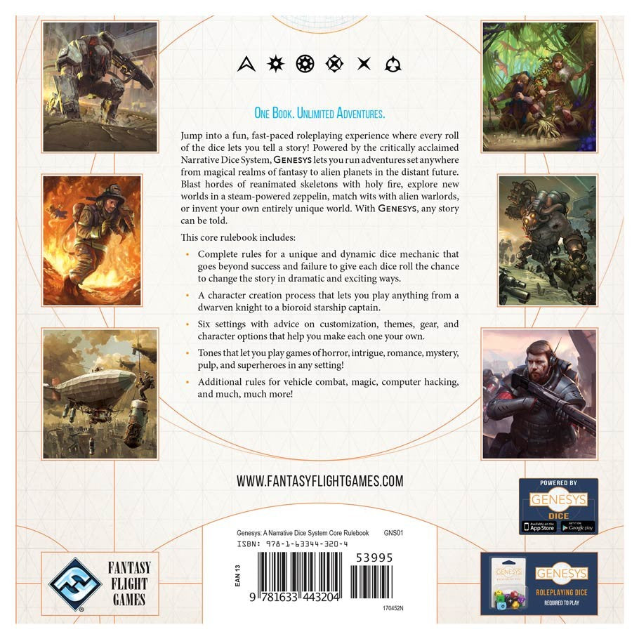 Genesys: Core Rulebook back of the book