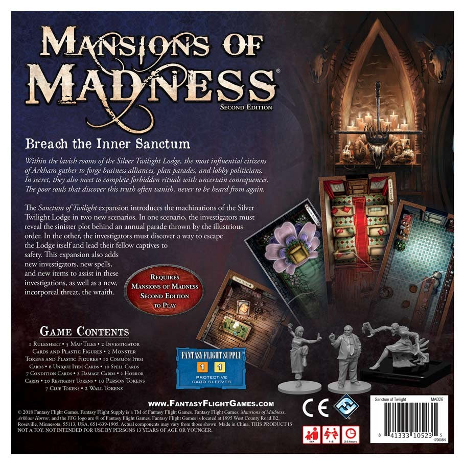 Mansions of Madness 2nd Edition: Sanctum of Twilight back of the box