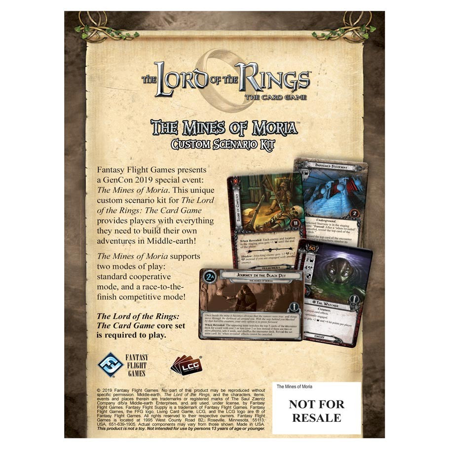 The Lord of the Rings: The Mines of Moria Scenario Kit back of the box