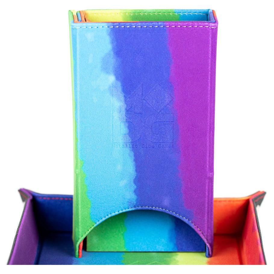 Folding Dice Tower with Rainbow Velvet