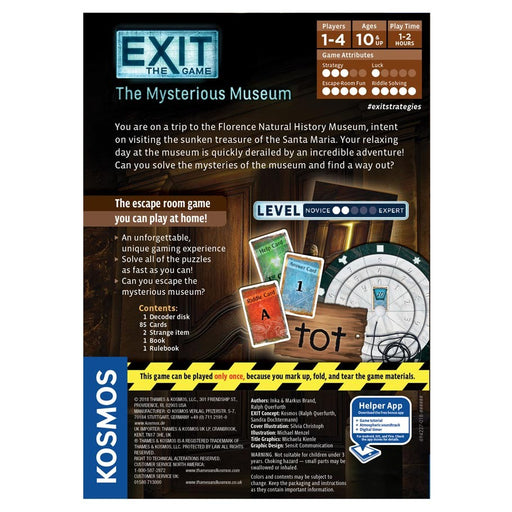Exit The Game: The Mysterious Museum back of the box