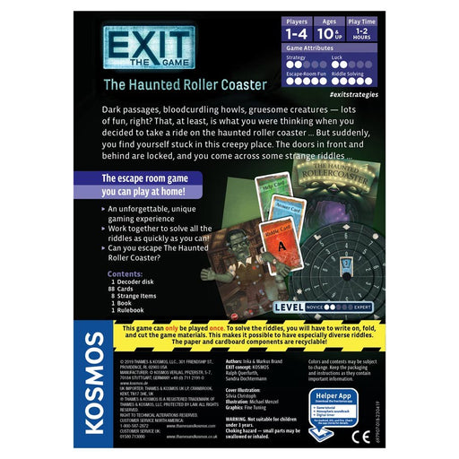 Exit The Game: The Haunted Roller Coaster Back of the Box