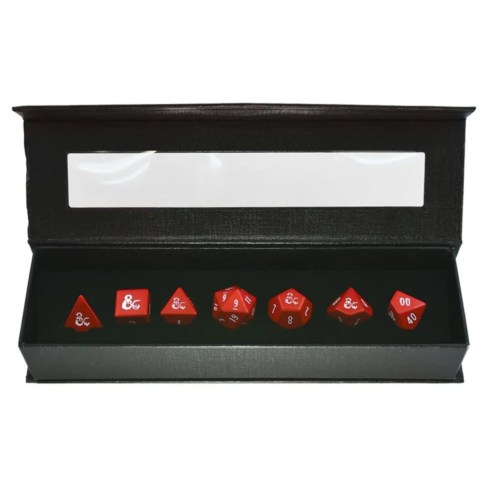 D&D Heavy Metal Polyhedral Dice Set Red (7 count)