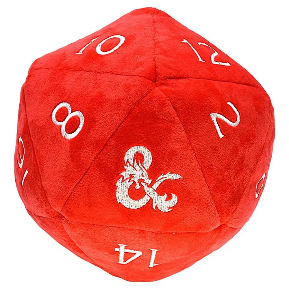 Jumbo D&D D20 Plush Dice Red with White Numbers