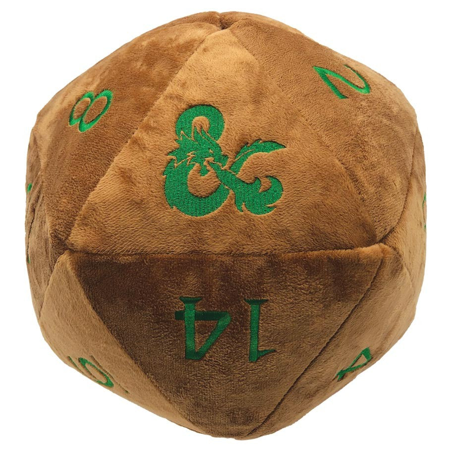 Jumbo D&D D20 Plush Dice Copper with Green Numbers