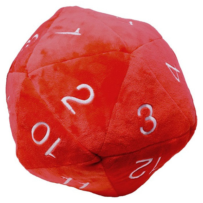 Jumbo D20 Plush Dice Red with White Numbers