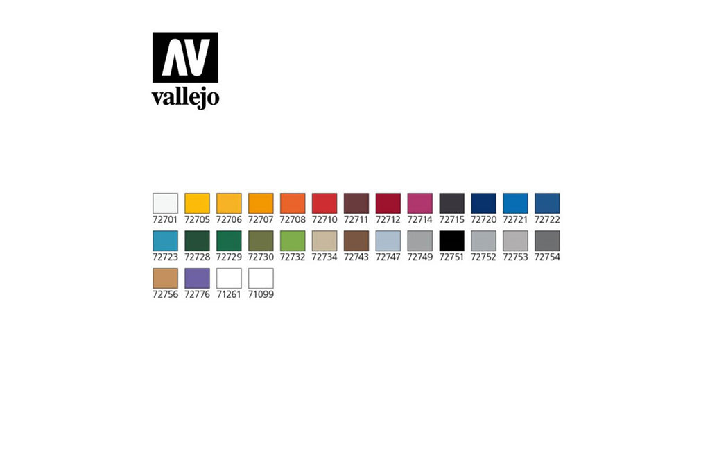 Vallejo: Game Air Suitcase Basic Color & Airbrush color chart