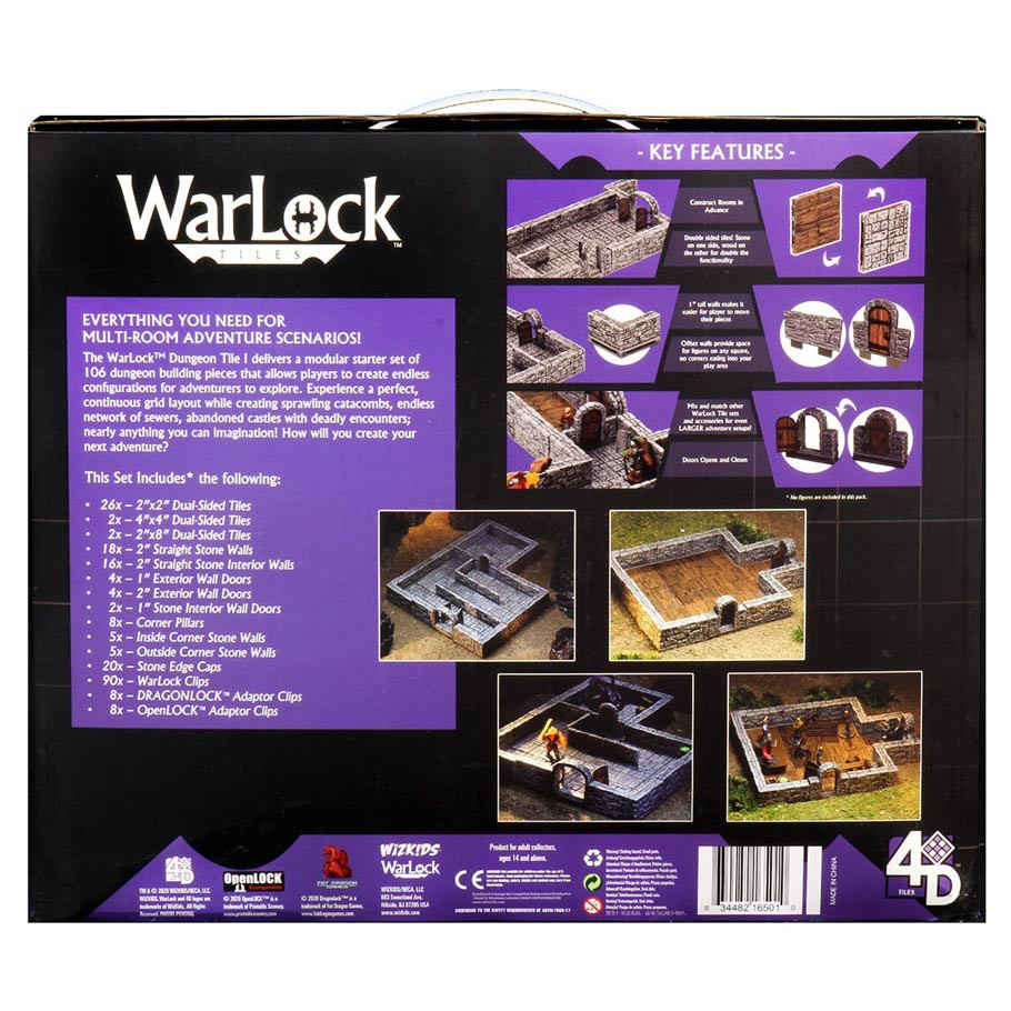 Warlock Tiles: Dungeon Tiles I Back of the Box
