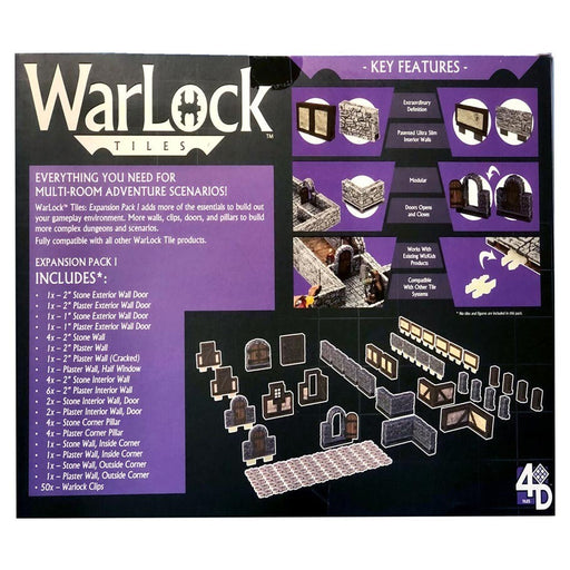 Warlock Dungeon Tiles: Expansion Box I back of the box